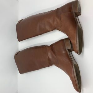 J Crew Cognac Leather Zip Up Riding Boots